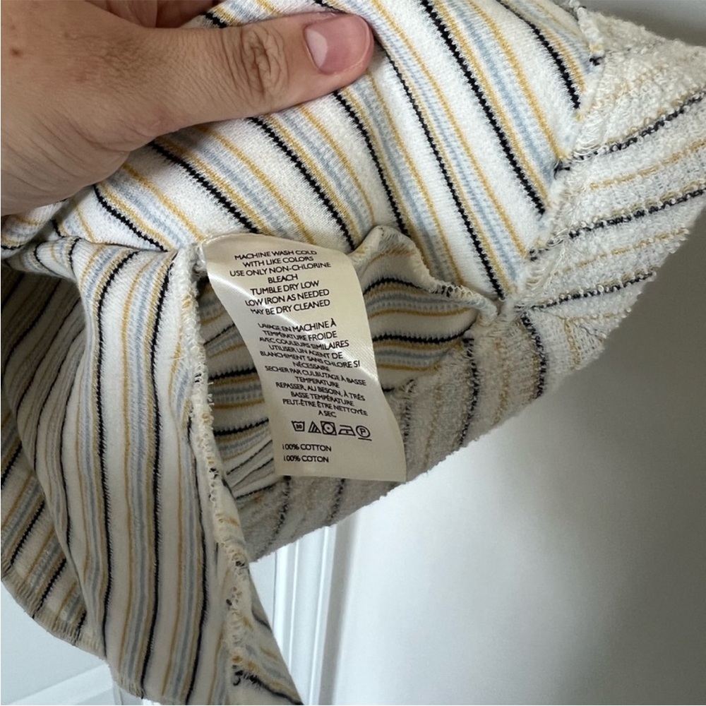 Free People Cream Striped Mini Dress with Blue Trim - Picture 8 of 10